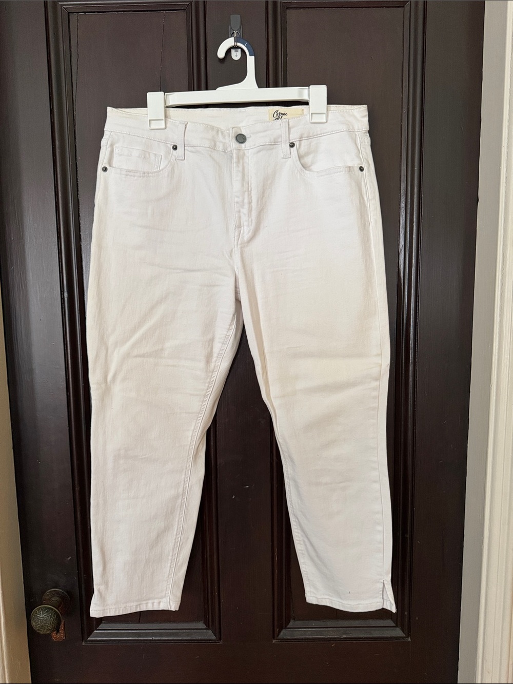 Cosmic Blue Love White Women’s Jeans - Classic Straight Fit